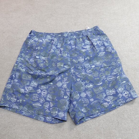 Columbia PFG Swim Shorts Large Blue All Over Print Lined 7" in - Picture 1 of 11